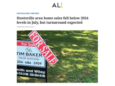 Home sales in Huntsville dipped compared to last year, but a 15% surge in pending contracts and mortgage rates at a four-month low point to a stronger fall market ahead. With rising inventory and steadier prices, buyers now have more choices and leverage—